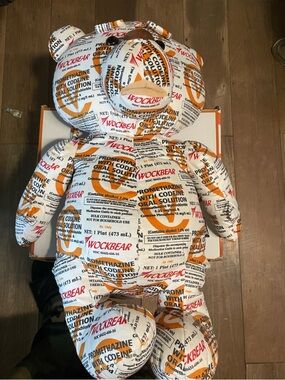 White & Orange Graphic Teddy Backpack - Novelty Men's Backpack